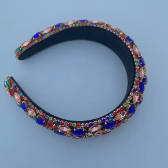 Bossed up blinged out rhinestone headband Milwaukee Leather | Bling Designed Wide Headbands-Headwraps  main image 3
